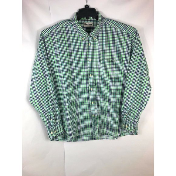 Barbour Tailored Fit Men's 2XL Long Sleeve Button Up Multicolor Cotton Blend A9 - Picture 1 of 6
